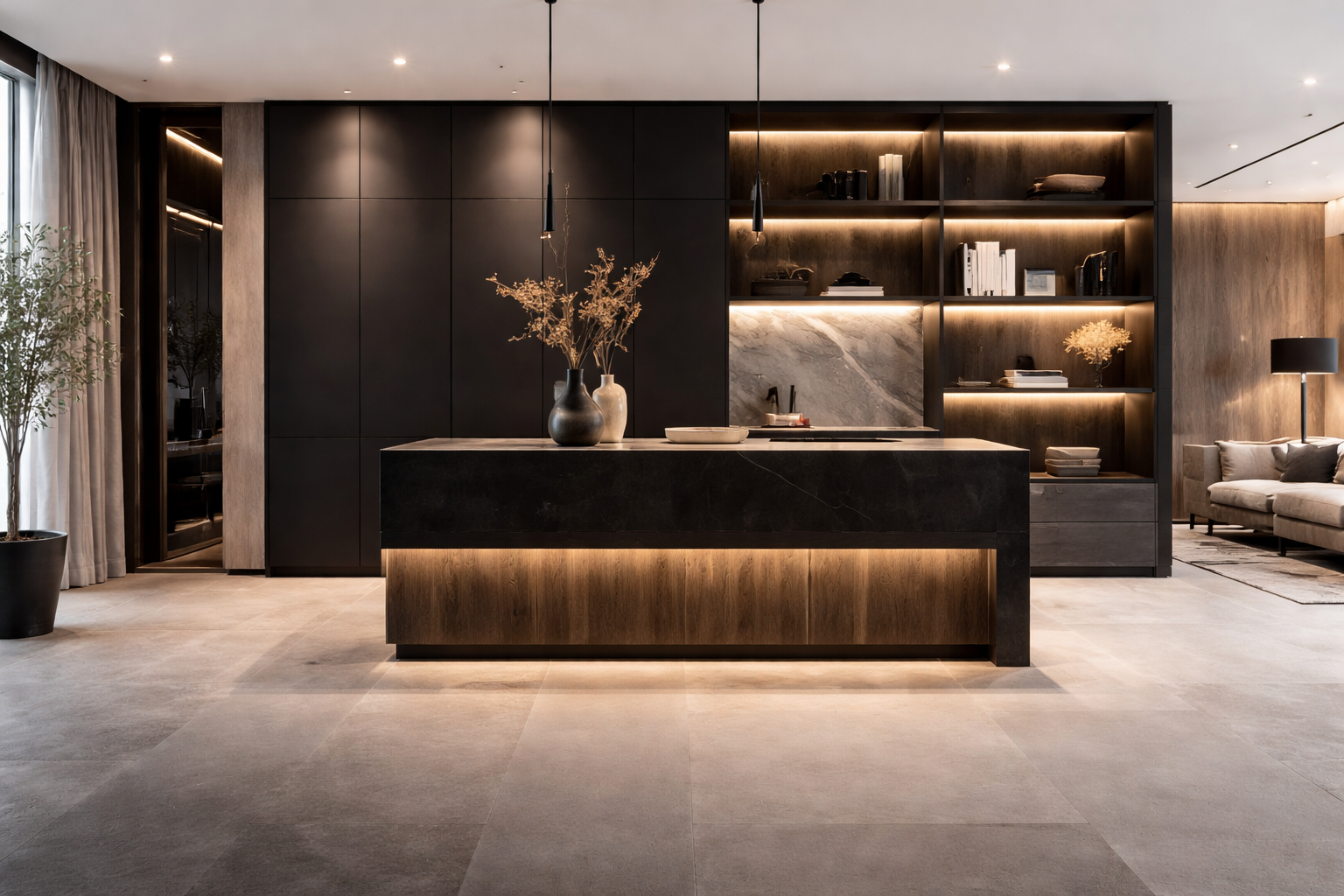 Luxe wandcompositie met maatwerkkasten